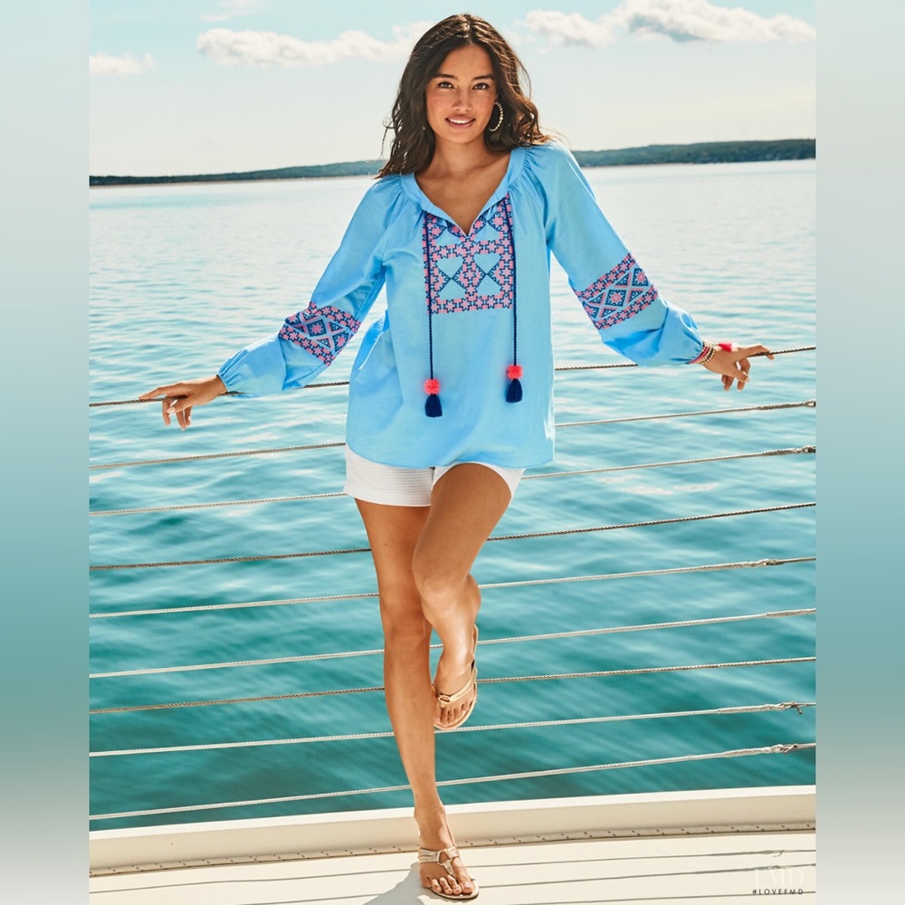 Lily Pulitzer Cecile top in Zanzibar Blue